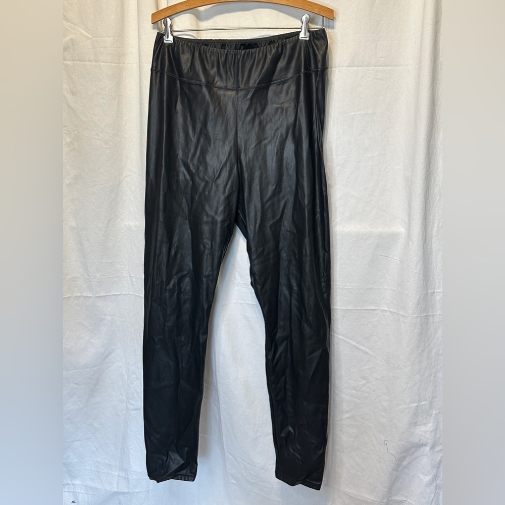 Lauren Ralph Lauren Faux Leather VEGAN Women’s14 Black Pull On Leggings G2